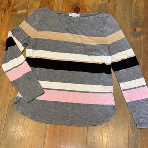 Liz Claiborne Heather Gray Striped Top